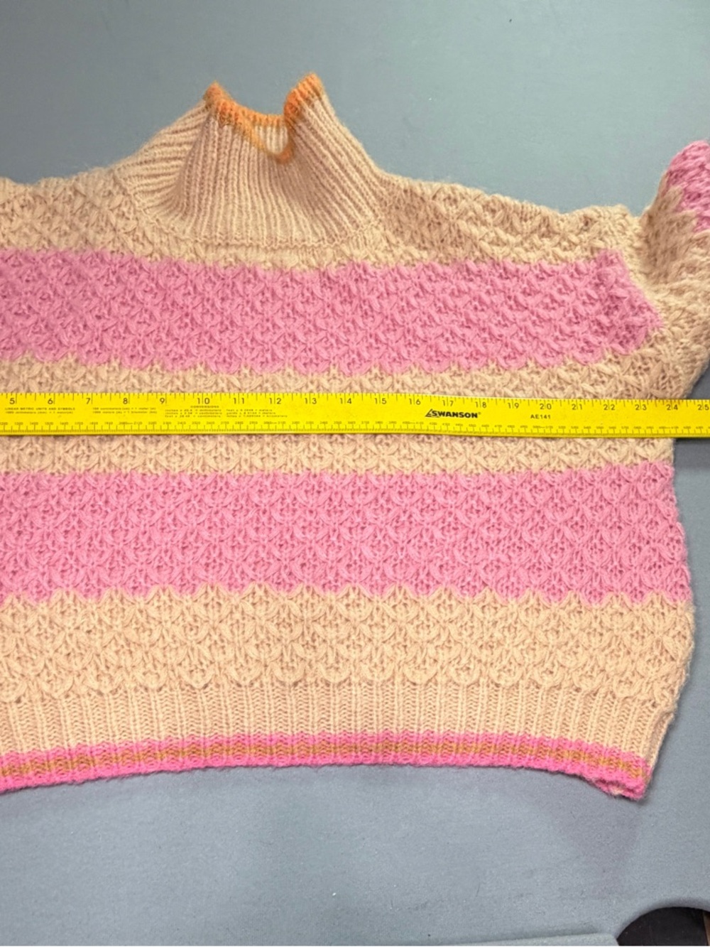 Buckle VRG grl Striped Pink and Cream Turtleneck Sweater - Cozy Knit Pullover - Picture 5 of 7